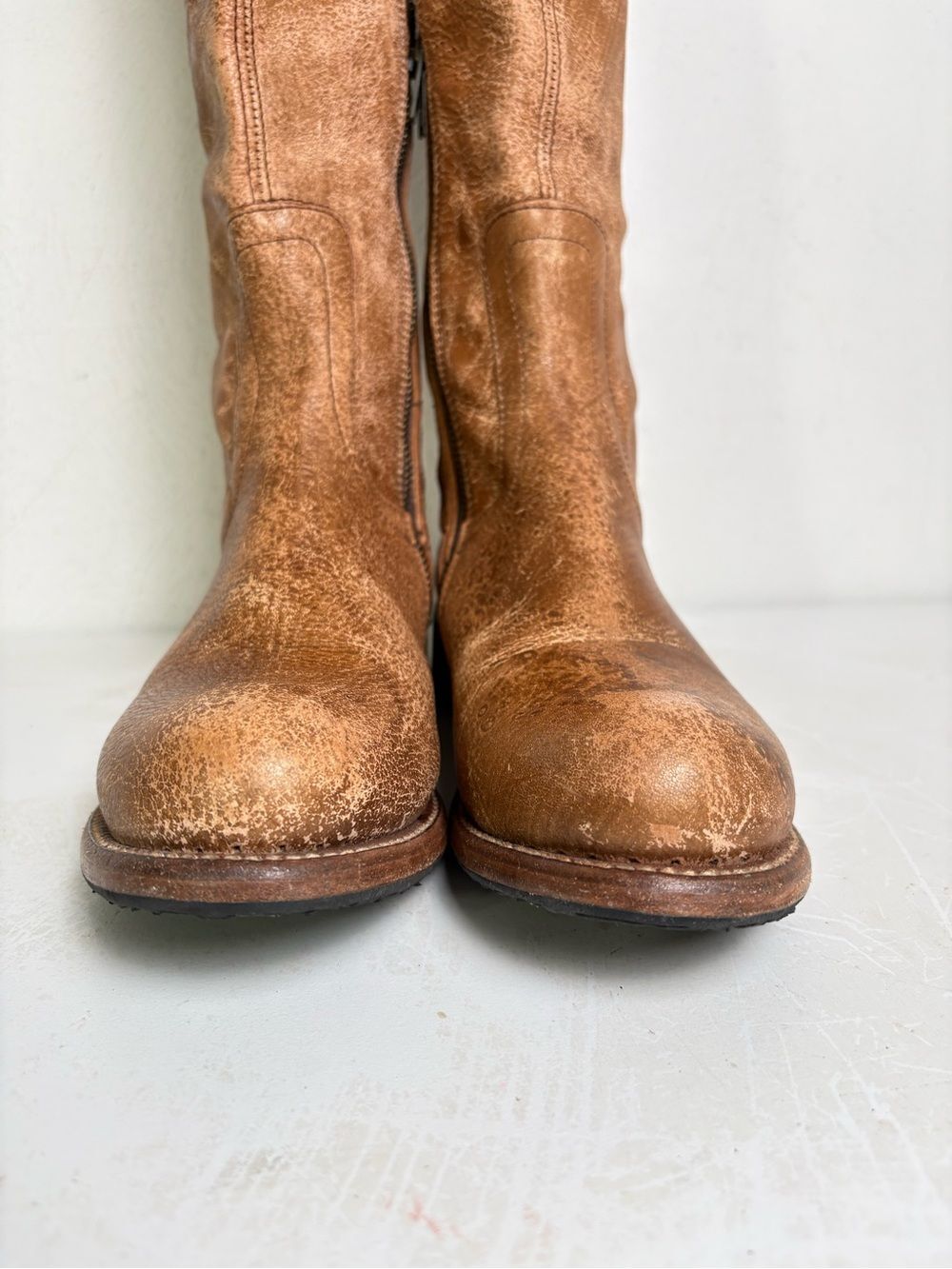 BED STU Surrey Tall Leather Lace Up Corset Boot Caramel Sz 9.5 - Picture 16 of 16